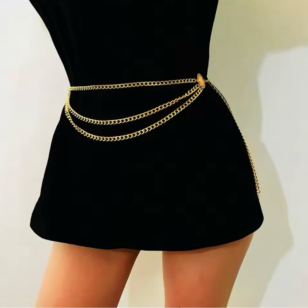 Boho Sunflower Multilayer Chain Gold Belt - Picture 2 of 5
